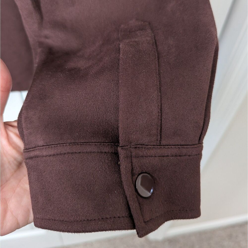 Forever 21 Men's Chocolate Brown Snap Button Faux Suede Men's Jacket Large - Picture 7 of 7